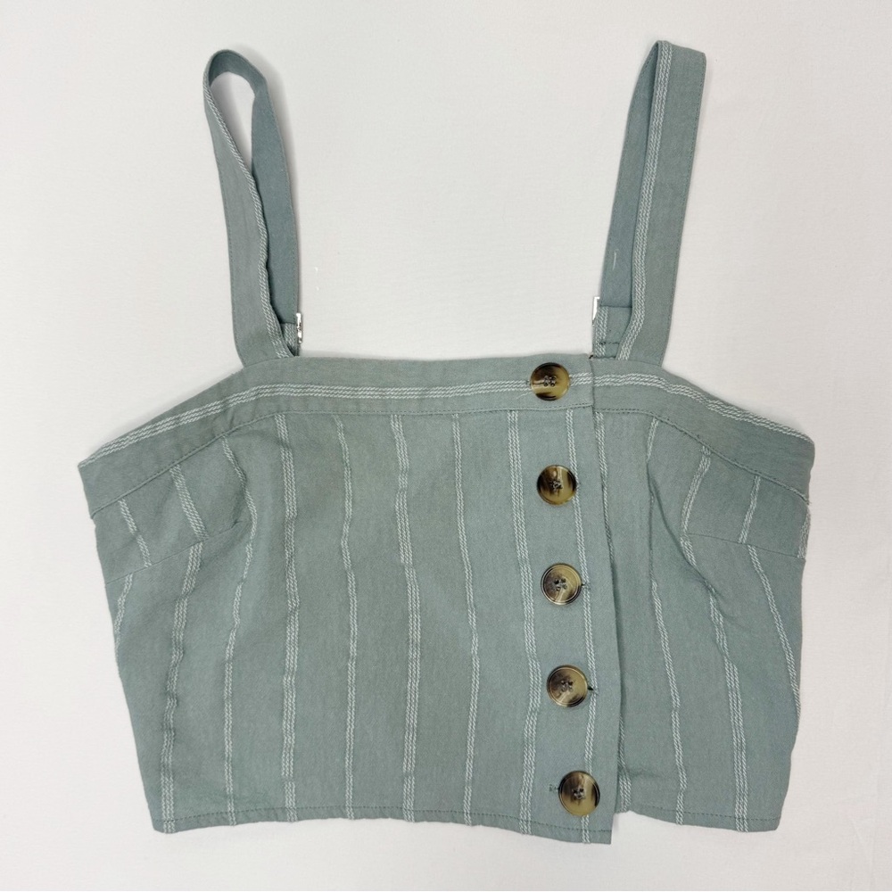 Sky and Sparrow Green Cropped Tank Top Women’s Size Small Button Closure
